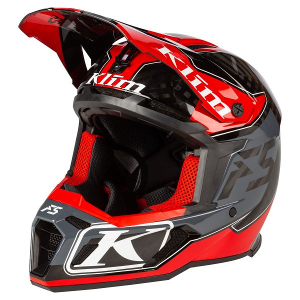 Helmets MX-Enduro Klim Snow Helmet F5 ECE Shred High Risk Red