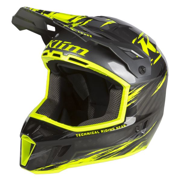 Helmets MX-Enduro Klim F3 Carbon Pro Snowmobil Helmet ECE Thrashed Asphalt/Hi-Vis