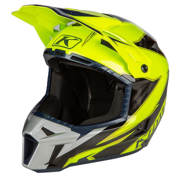 Helmets MX-Enduro Klim F3 Snowmobil Helmet ECE Carbon Lightning Hi-Vis