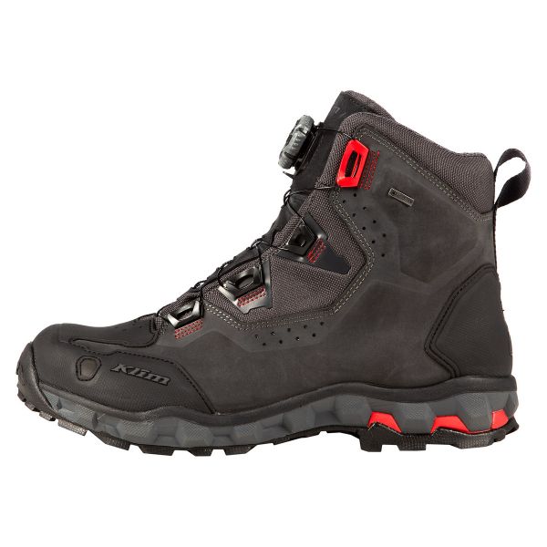 Short boots Klim Leather Moto Boots Outlander GTX Asphalt - High Risk Red