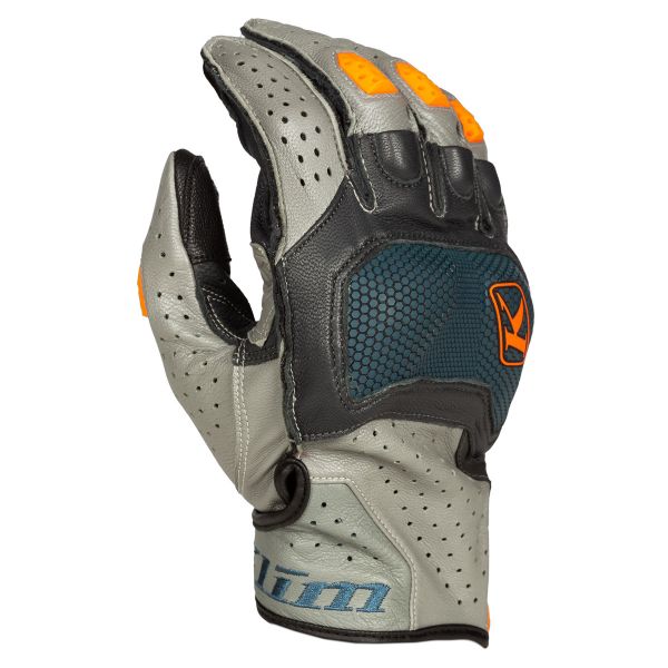 Gloves Touring Klim Leather Moto Gloves Badlands Aero Pro Short Petrol/Strike Orange