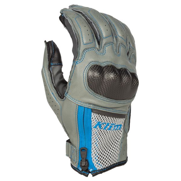 Gloves Touring Klim Leather Moto Gloves Induction Cool Gray/Electric Blue Lemonade