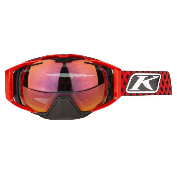 Goggles Klim Oculus Snowmobil Goggle Diamond Fade High Risk Red Smoke Red Mirror and Clear