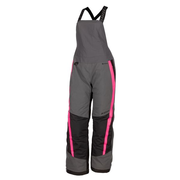 Women's Bibs Klim Snowmobil Insulated Lady Pants Strata Bib Asphalt - Knockout Pink