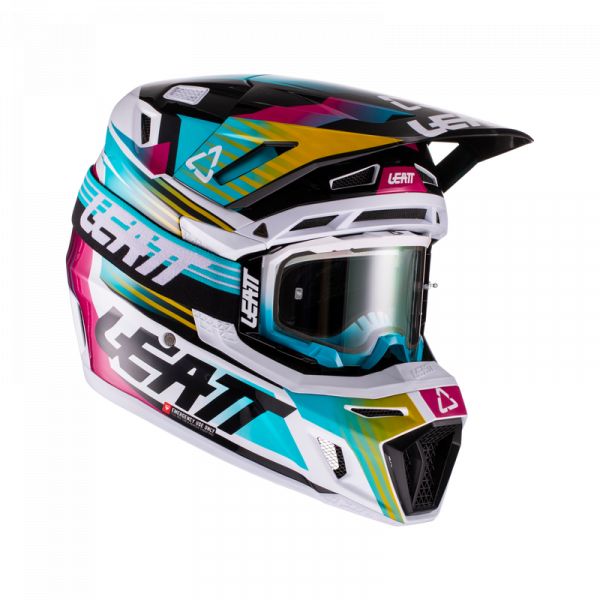 Helmets MX-Enduro Leatt Helmet Moto MX 8.5 + 5.5 Goggles Aqua