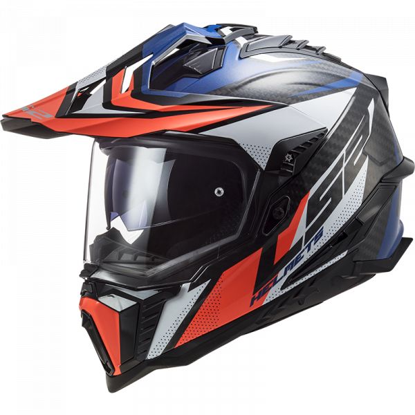  LS2 ATV Helmet MX701 Explorer Carbon Focus Gray/Blue/Red 23