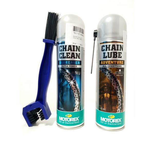 Spray de lant Moto24 Essentials Kit Curatare+Ungere Lant Motorex Adventure