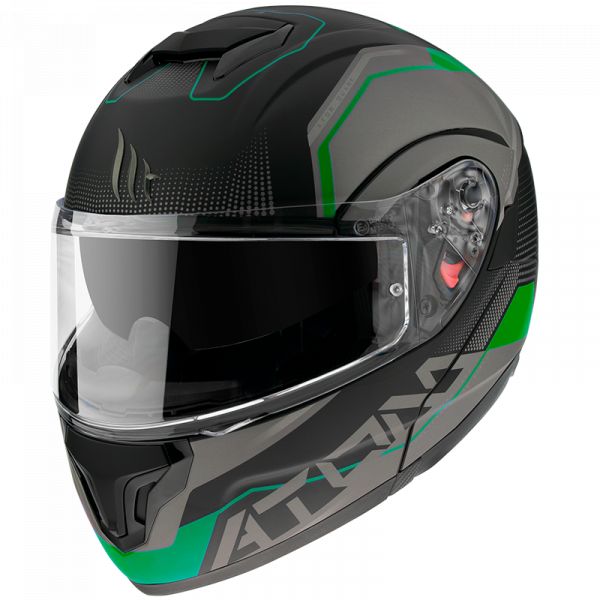 Casti Moto Flip-up (Modulabile) MT Helmets Casca Moto Flip-Up Atom SV Quark A6 Matt Fluor Green