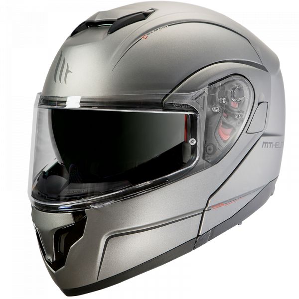 Flip up helmets MT Helmets Flip-Up Moto Helmet Atom SV Solid Matt Titanium