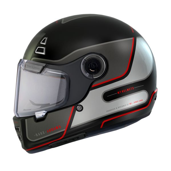  MT Helmets Full-Face Moto Helmet Jarama Baux E15 Retro Cafe Racer Red Matt 2023 