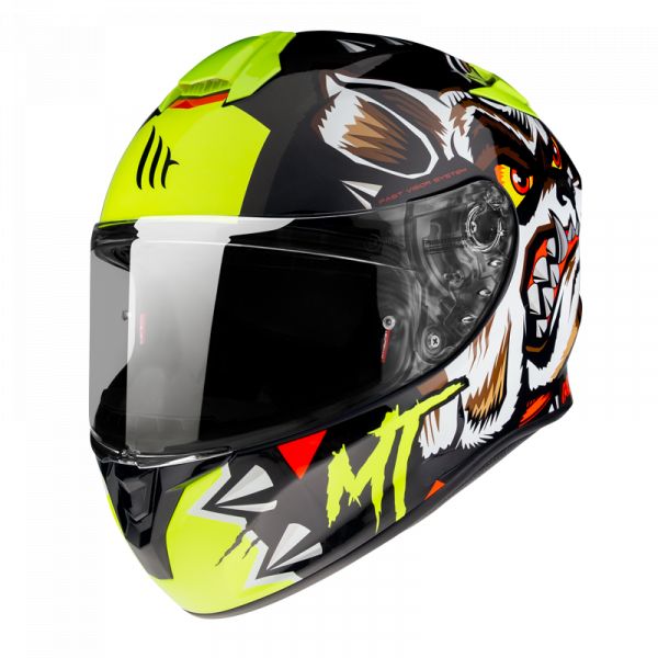 Casti Moto Integrale MT Helmets Casca Moto Full-Face Targo Crazy Dog G3 Gloss Fluor Yellow