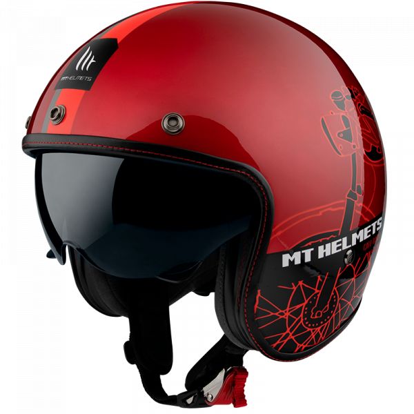  MT Helmets Jet Moto Helmet Caf? Racer B5 Gloss Red