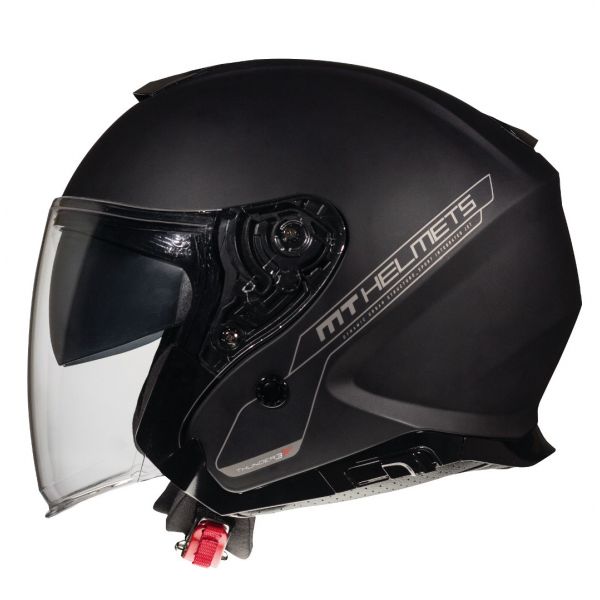  MT Helmets Jet Moto Helmet Thunder III SV Jet Bow A1 Black Matt