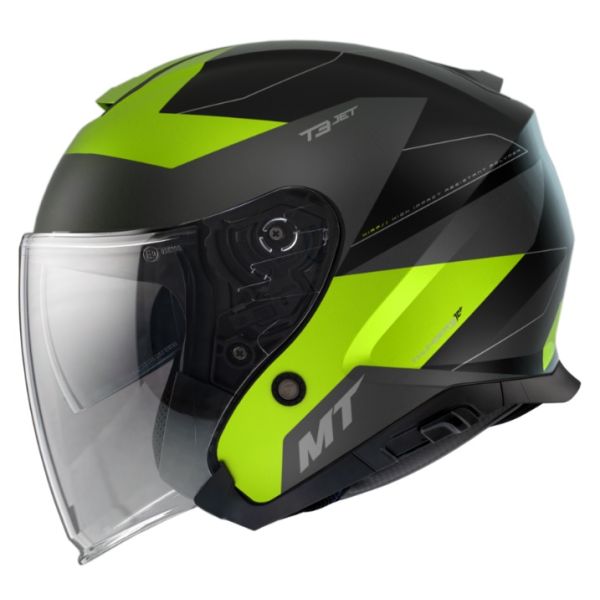 Casti Moto Jet (Open Face) MT Helmets Casca Open Face Thunder 3 SV Jet Cooper A3 Galben Fluor Mat