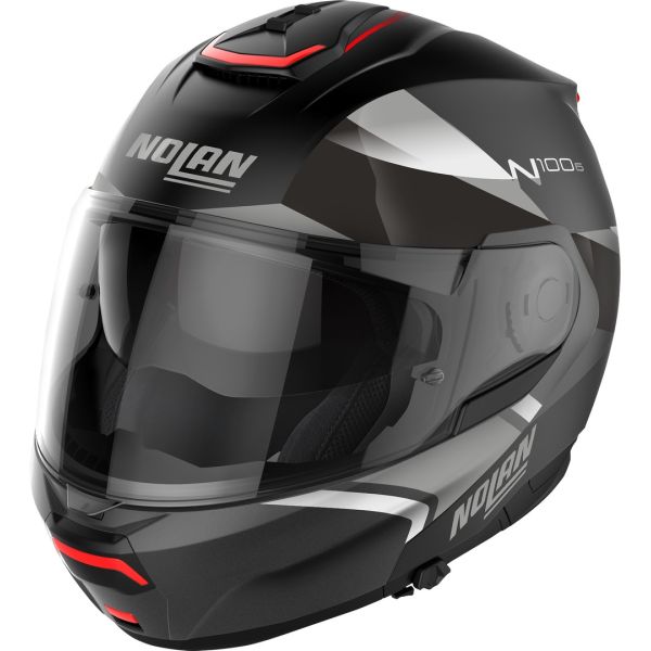  Nolan Flip-Up Moto Helmet N100-6 Paloma N-Com Flat Black Silver/Flat Lava Grey 24