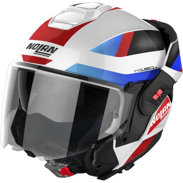  Nolan Flip-Up Moto Helmet N120-1 06 Subway N-Com Metal White Blue/Red/Black 24 