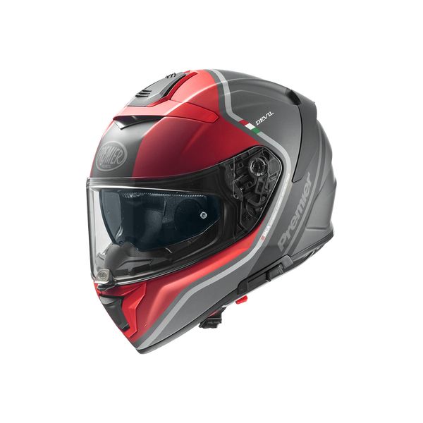 Full face helmets Premier Helmets Full-Face Moto-Helmet Devil PH 17BM Matt Gray/Red 2024