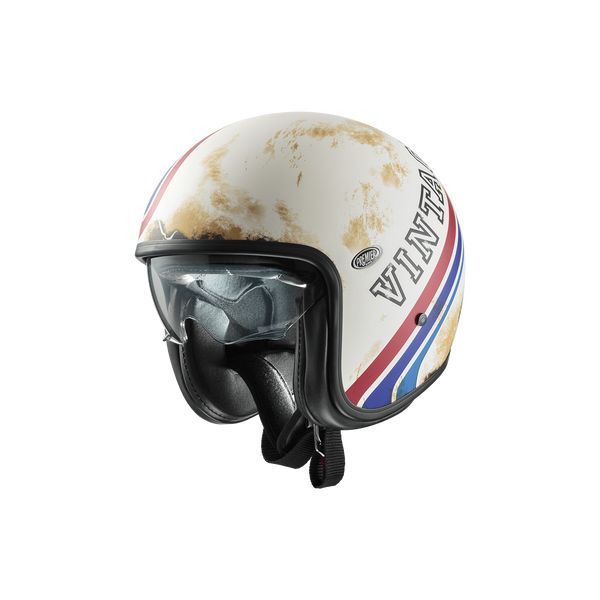  Premier Helmets Open-Face/Jet Moto Helmet Vintage BTR 12BM Matte White/Red/Blue 2024