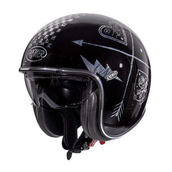 Jet helmets Premier Helmets Open-Face/Jet Moto Helmet Vintage NX SC Black/Blue/Chrome 2024