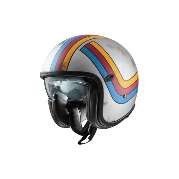  Premier Helmets Open-Face/Jet Moto Helmet Vintage Plat Edit EX77BM Glossy Silver/Blue/Yellow 2024