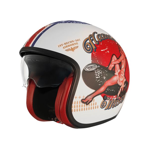  Premier Helmets Open-Face/Jet Moto Helmet Vintage PU 8BM Matt Red/Black 2024