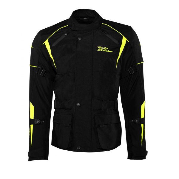 ATV Jackets Rusty Stitches Textile Moto Jacket Tommy Jack Black/Yellow Fluo