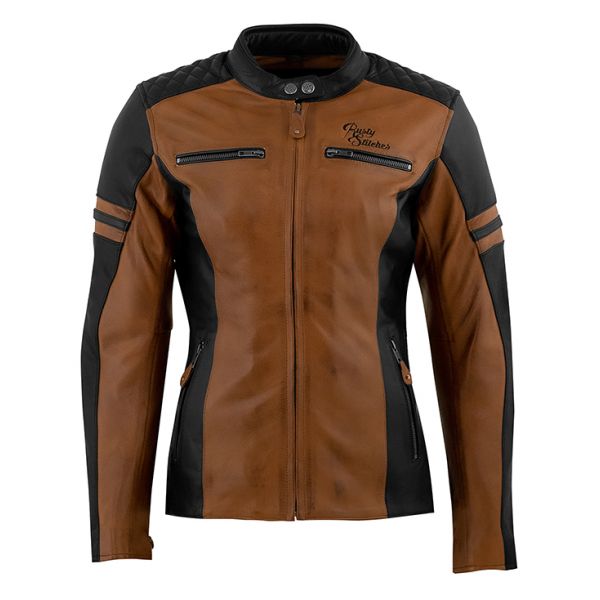  Rusty Stitches Leather Moto Jacket Joyce Brown/Black