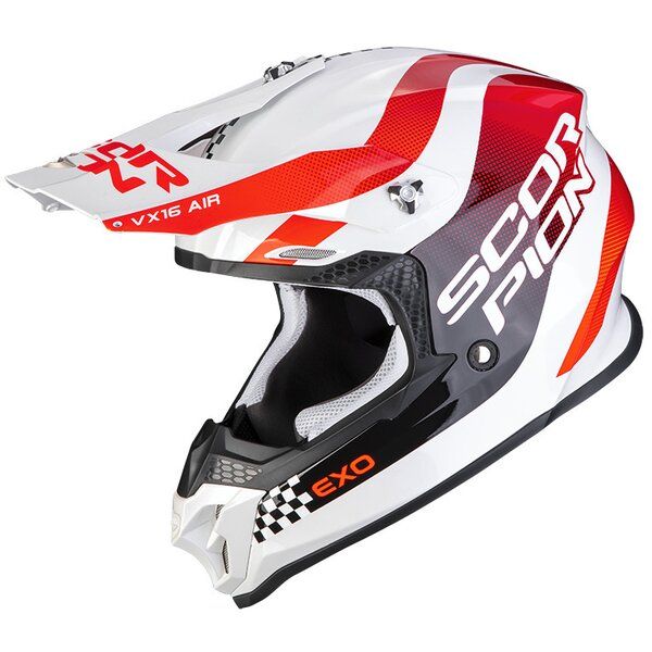 Helmets MX-Enduro Scorpion Exo Moto Helmet Enduro Vx-16 Air Soul Alb/Rosu