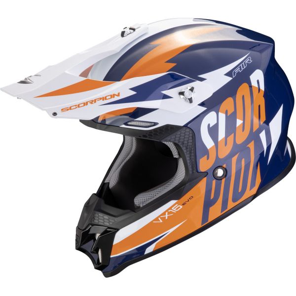 Helmets MX-Enduro Scorpion Exo MX/Enduro Moto Helmet VX-16 Evo Air Slanter Blue/Orange 24