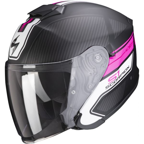  Scorpion Exo Moto Helmet Open Face/Jet Exo-S1 Cross-Ville Matt Black/Pink 2021