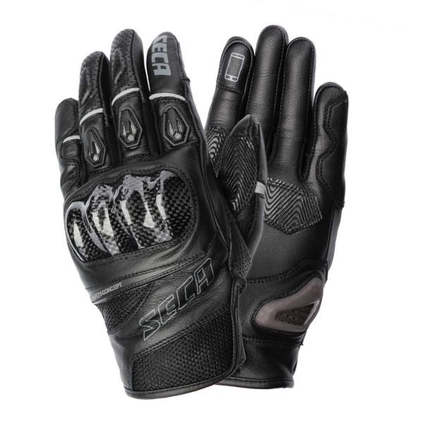 Gloves Racing Seca Leather/Textile Moto Gloves  Summer Short Black