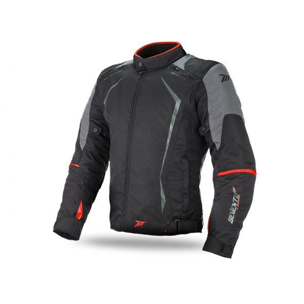 Textile jackets Seventy SD-JR47 Black/Red Textile Waterproof Jacket