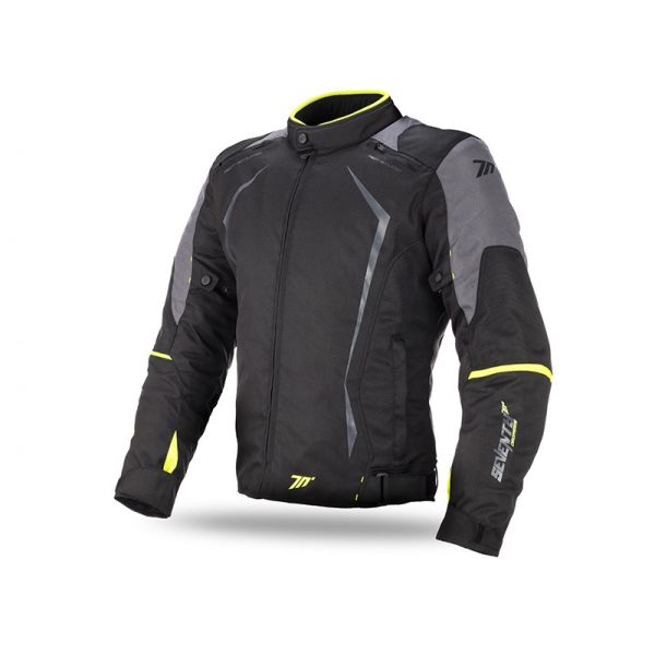 Textile jackets Seventy SD-JR47 Black/Yellow Textile Waterproof Jacket
