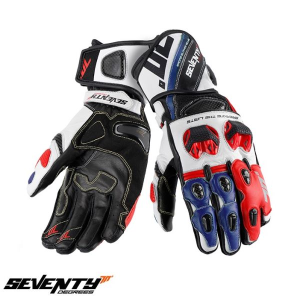 Gloves Racing Seventy Leather Moto Gloves SD-R12 Black/Blue/Red