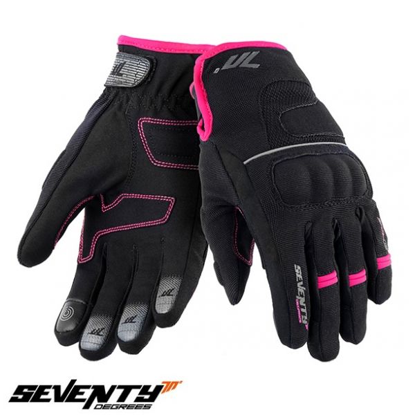 Gloves Womens Seventy Textile Moto Gloves Lady SD-C45 Black/Pink