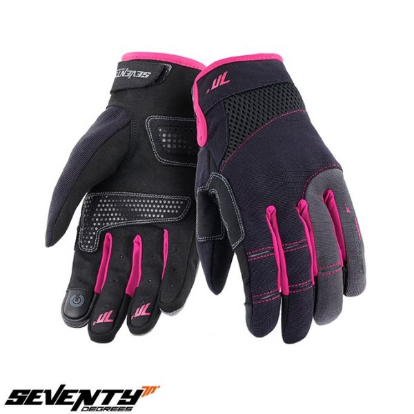 Gloves Womens Seventy Textile Moto Gloves Lady SD-C50 Black/Pink