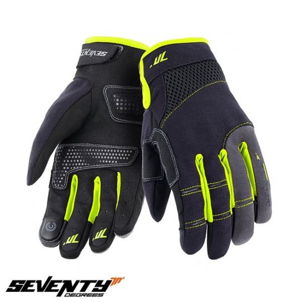 Gloves Womens Seventy Textile Moto Gloves Lady SD-C50 Black/Yellow