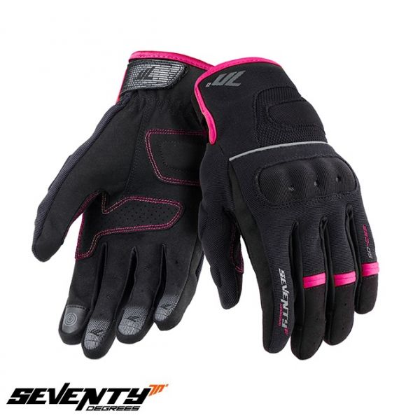 Gloves Womens Seventy Textile Moto Gloves Lady SD-C56 Black/Pink
