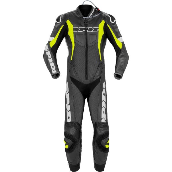 Leather Race Suits Spidi Sport Warrior P Pro Black/Yellow Leather Moto Suit