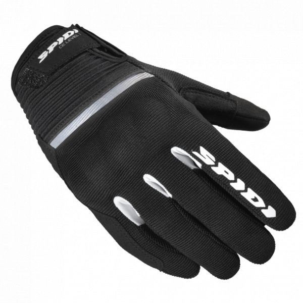 Gloves Womens Spidi Textile Moto Sport Ladies Gloves Flash Evo CE Black/White