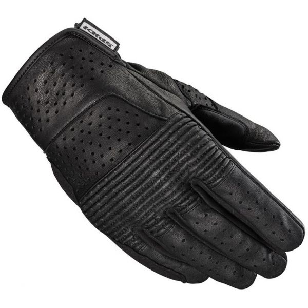 Gloves Racing Spidi Leather/Textile Moto Sport Gloves Rude Perforated Black