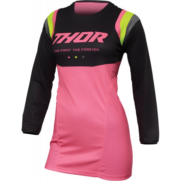Jerseys MX-Enduro Thor Lady Moto MX Jersey Pulse Rev Charcoal/Pink