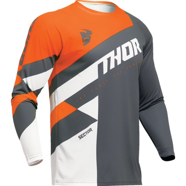 Kids Jerseys MX-Enduro Thor Youth Moto MX/Enduro Sector Checker Charcoal/Orange 2024
