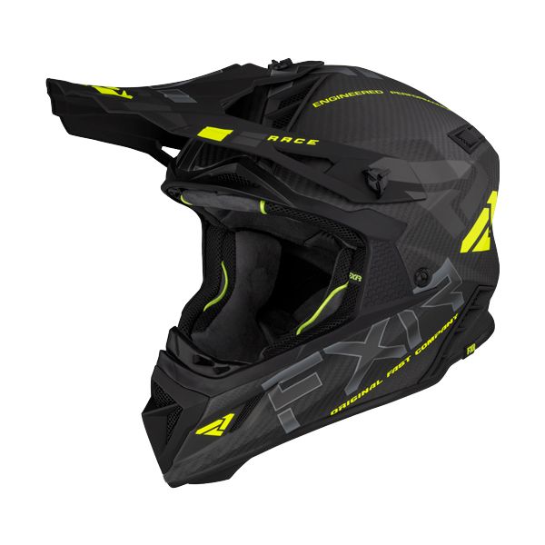 Helmets MX-Enduro FXR Snow Helmet Helium Carbon w/Auto Buckle Hi Vis/Charcoal