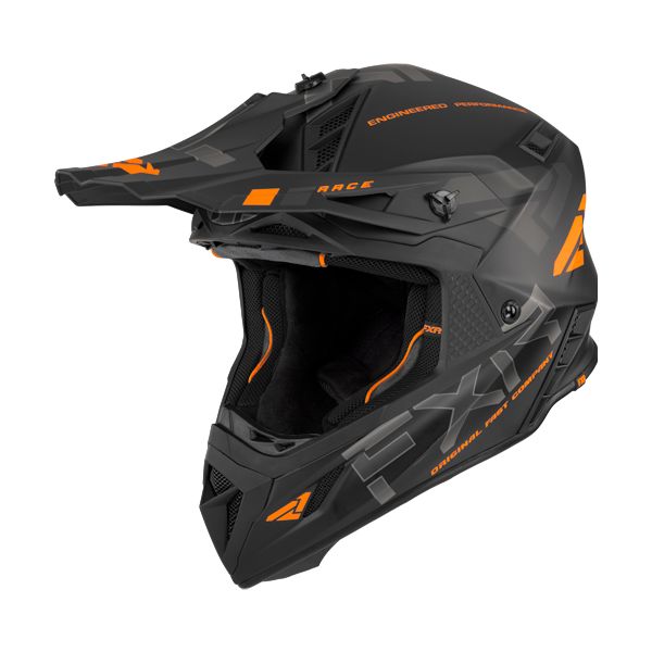 Helmets MX-Enduro FXR Snow Helmet Helium Race Div w/D-Ring Black/Orange