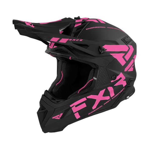 Helmets MX-Enduro FXR Snow Helmet Helium Race Div w/D-Ring Black/Elec Pink
