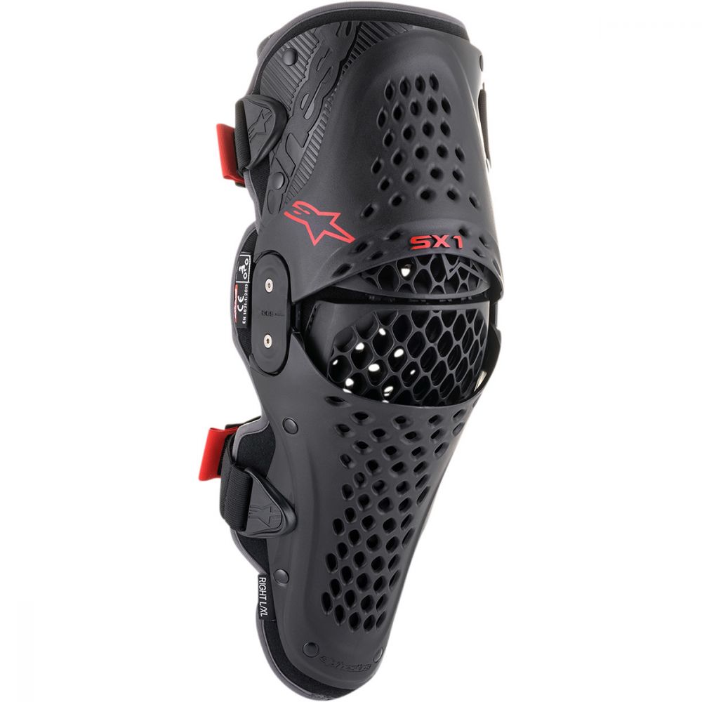 Moto MX SX-1 V2 Black/ Red Knee Gurads | Alpinestars - Moto24