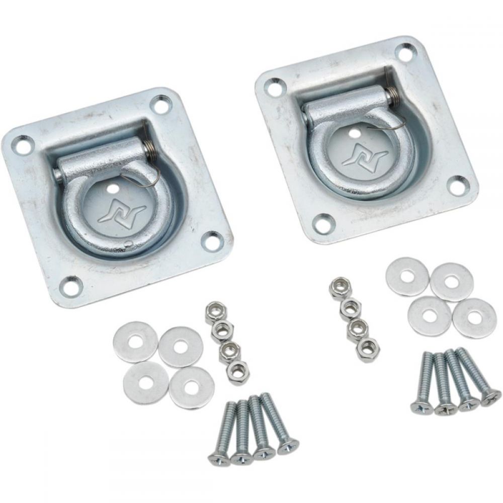 D-RING ANCHOR TIE DOWN KIT 2PK ZINC-PLATED SURFACE SILVER | Caliber - Moto24
