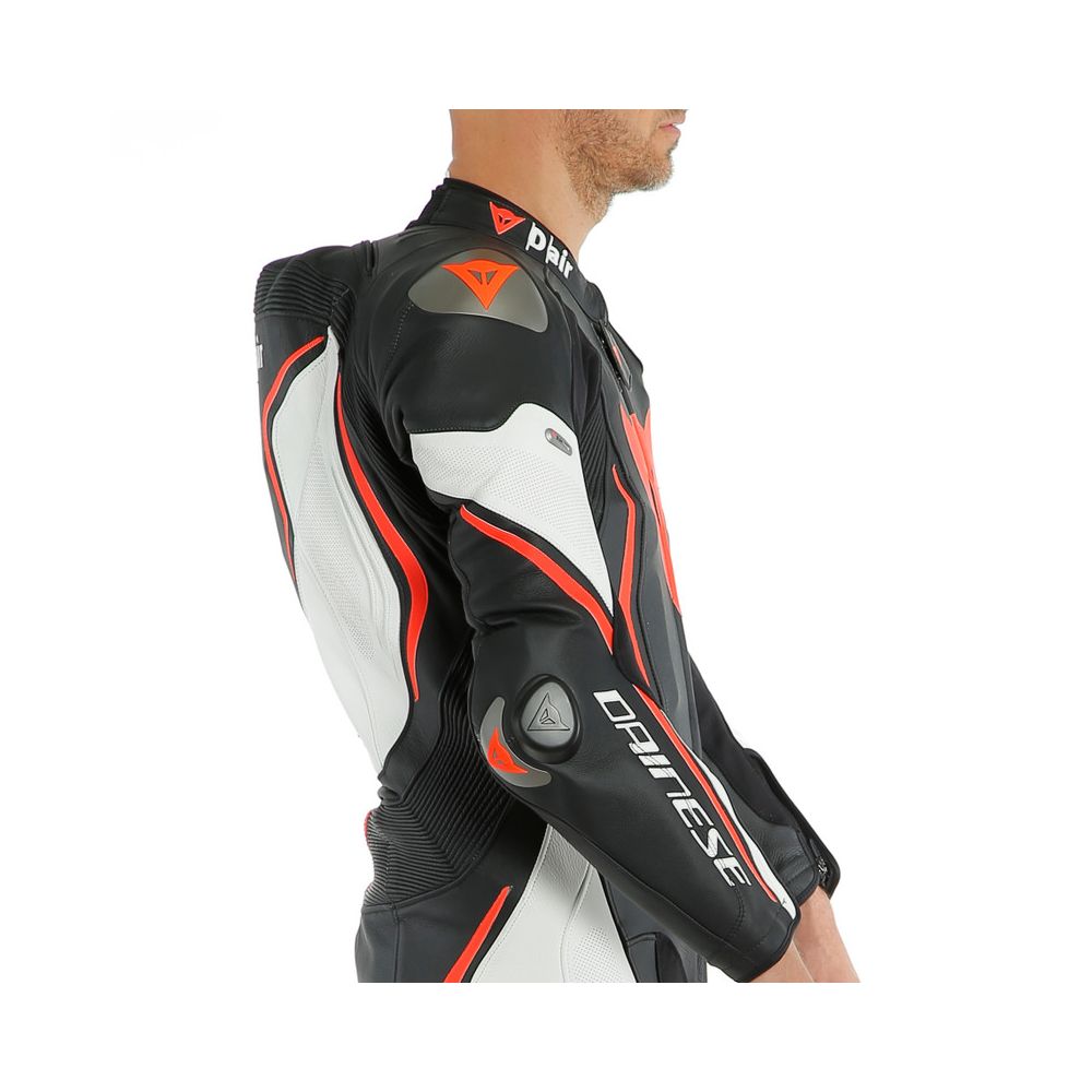 Combinezon Moto Piele Misano 2 D-Air Perforated 1Pc Black/White/Fluo-Red 23  | Dainese 201D10028-N32 - Moto24