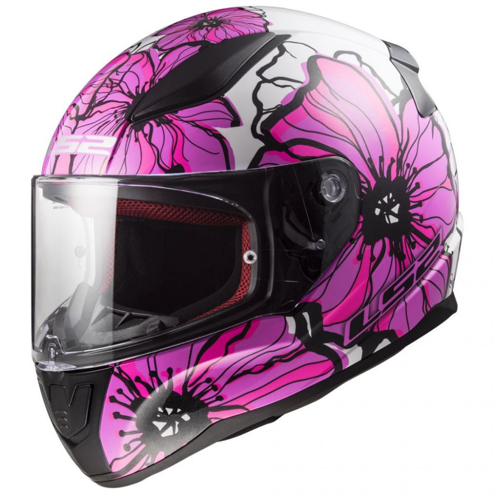 Full-Face Motorcycle Lady Helmet FF353 Rapid Poppies Pink | LS2 - Moto24